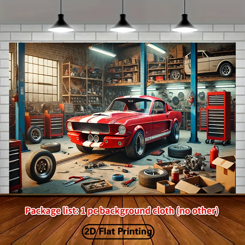 Auto Repair Shop Background - Tapisserie murale décorative : Scène d'atelier