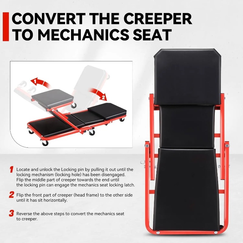 Creeper pliable Z 2 en 1, sièg - Garage Creeper Roller avis et prix