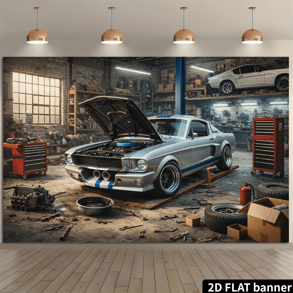 Tissu de fond 2D rétro pour at - Auto Repair Shop Background avis et prix